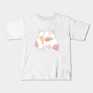 3 Cats Together Line Art Kids T-Shirt